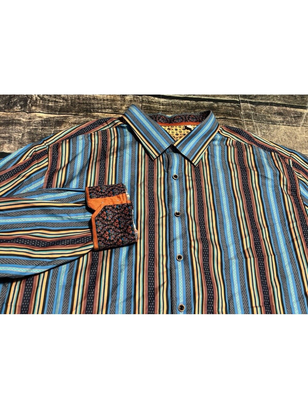 Robert Graham Shirt Mens 3XL Cotton Flip Cuff Button Up Long Sleeve